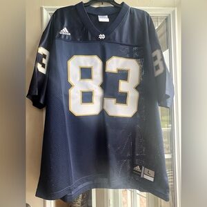 Adidas Notre Dame #83 Football Jersey Men's Large Blue